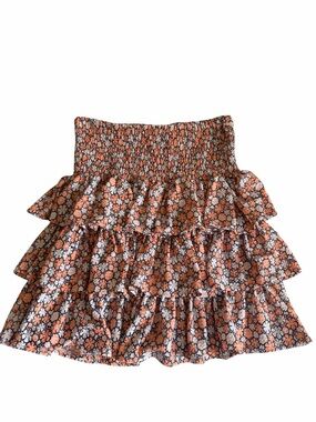 MICHAEL KORS Floral Smocked Layered High Waisted Skirt Women’s Size Small Pink